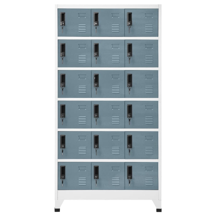 Lockerkast 90X40X180 Cm Staal Lichtgrijs En Donkergrijs Met 18 lockers