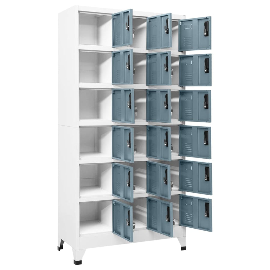 Lockerkast 90X40X180 Cm Staal Lichtgrijs En Donkergrijs Met 18 lockers
