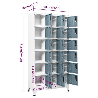 Lockerkast 90X40X180 Cm Staal Lichtgrijs En Donkergrijs Met 18 lockers