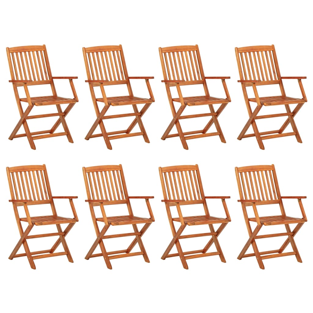 -Delige Tuinset Massief Acaciahout Bruin 9 180 cm tafellengte Met armleuning