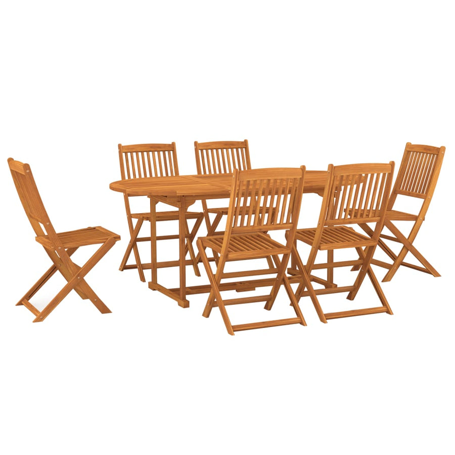 -Delige Tuinset Massief Acaciahout Bruin 7 180 cm tafellengte Zonder armleuning