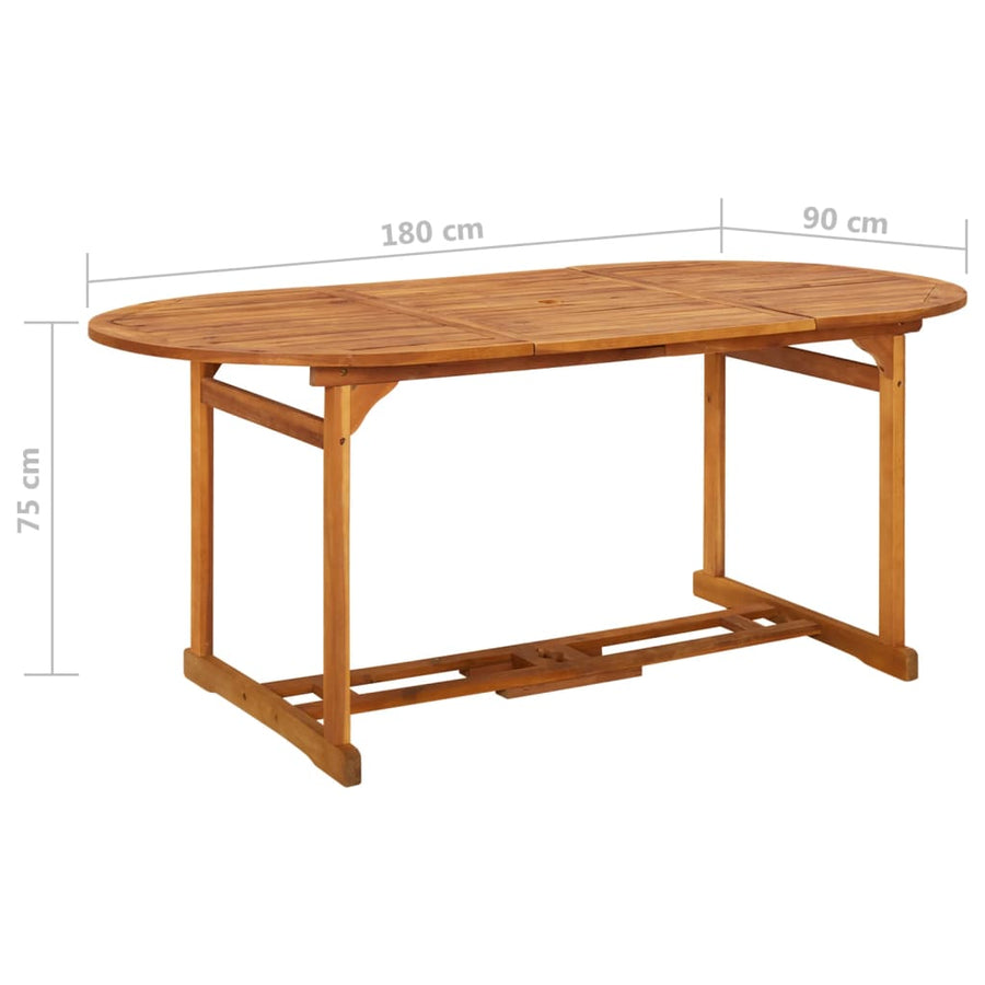 -Delige Tuinset Massief Acaciahout Bruin 7 180 cm tafellengte Zonder armleuning