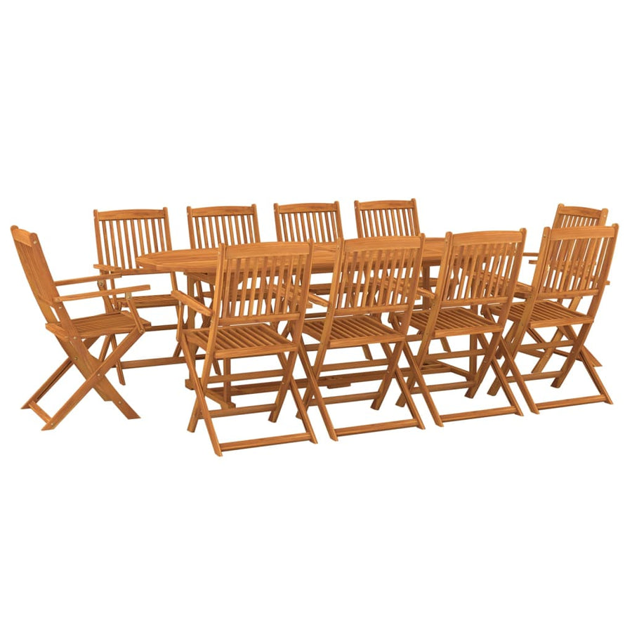 -Delige Tuinset Massief Acaciahout Bruin 11 220 table length Met armleuning