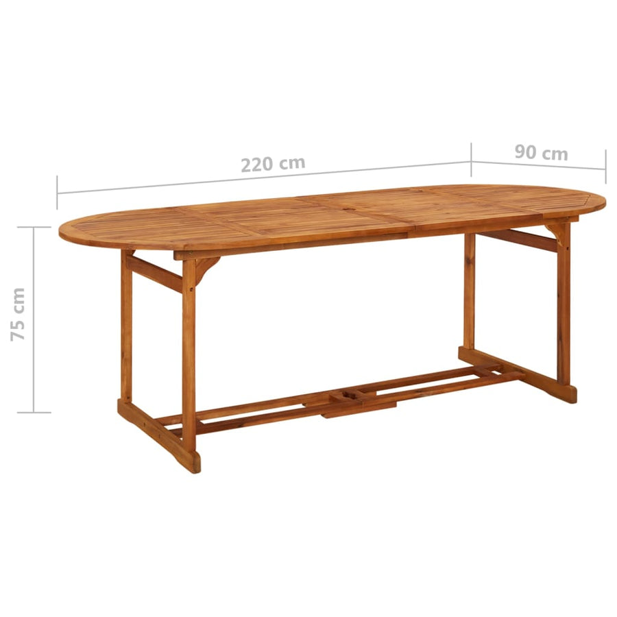 9-delige Tuinset massief acaciahout 9 220 table length Zonder armleuning