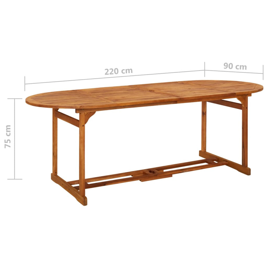 -Delige Tuinset Massief Acaciahout Bruin 11 220 table length Zonder armleuning