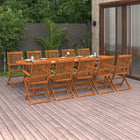 11-piece Garden Dining Set 280x90x75 cm Solid Acacia Wood