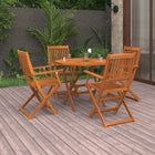 Tuinset massief acaciahout 5-delig 90cm tafel