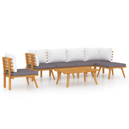 7-Delige Loungeset Met Kussens Massief Acaciahout 2x hoek + 3x midden + voetensteun + Tafel