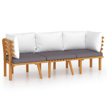 3-Delige Loungeset Met Kussens Massief Acaciahout 2x hoek + midden