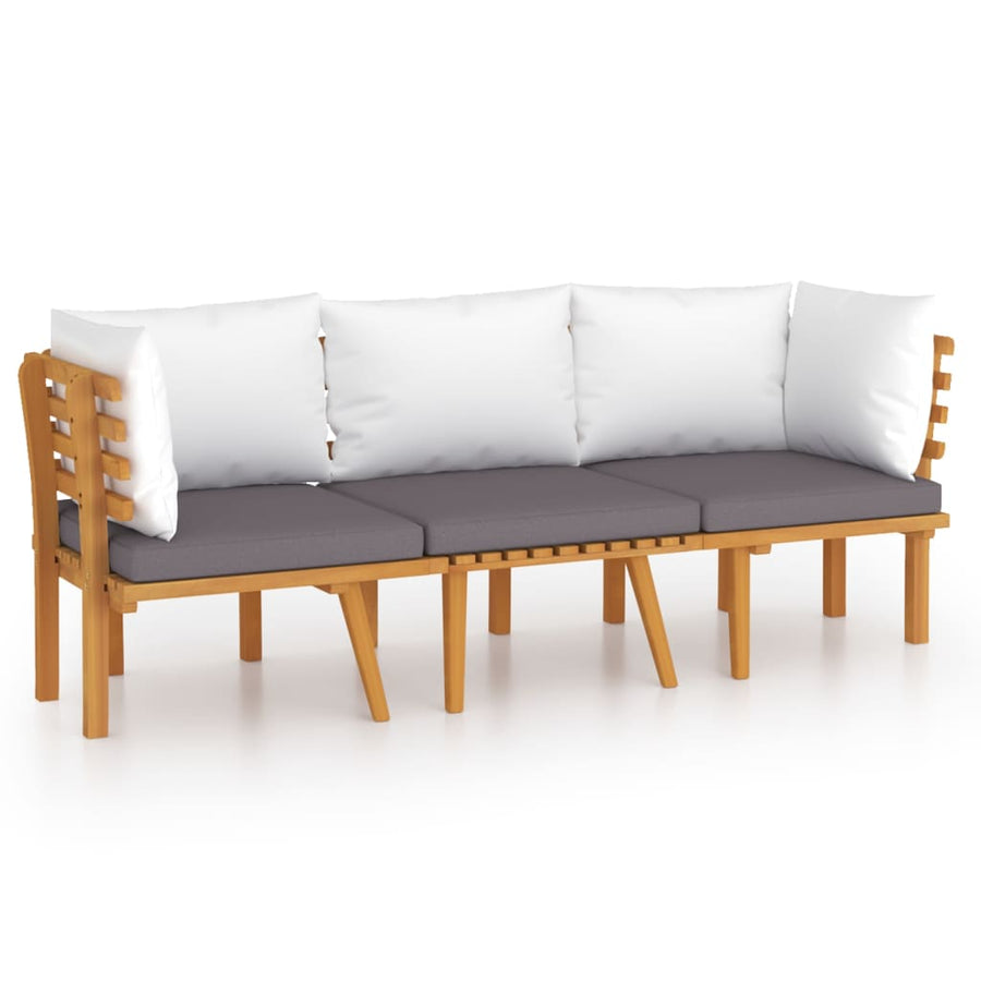 3-Delige Loungeset Met Kussens Massief Acaciahout 2x hoek + midden