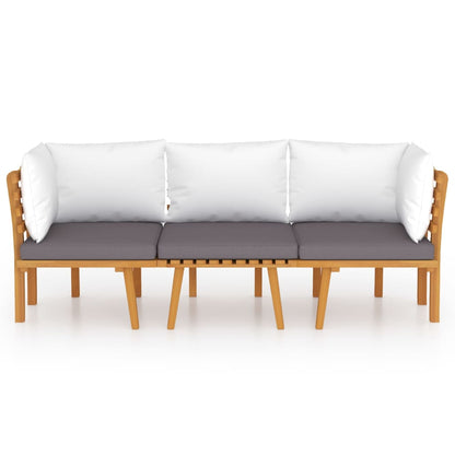 3-Delige Loungeset Met Kussens Massief Acaciahout 2x hoek + midden