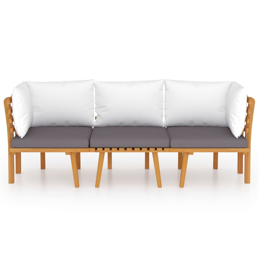 3-Delige Loungeset Met Kussens Massief Acaciahout 2x hoek + midden