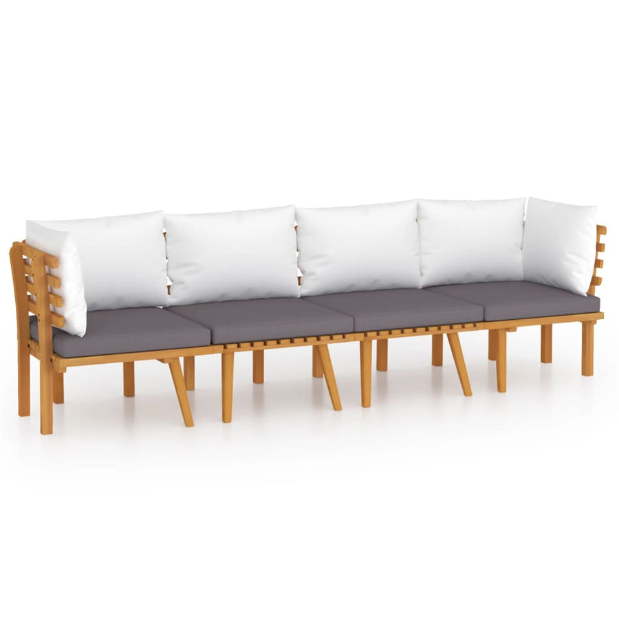 4-Delige Loungeset Met Kussens Massief Acaciahout 2x hoek + 2x midden