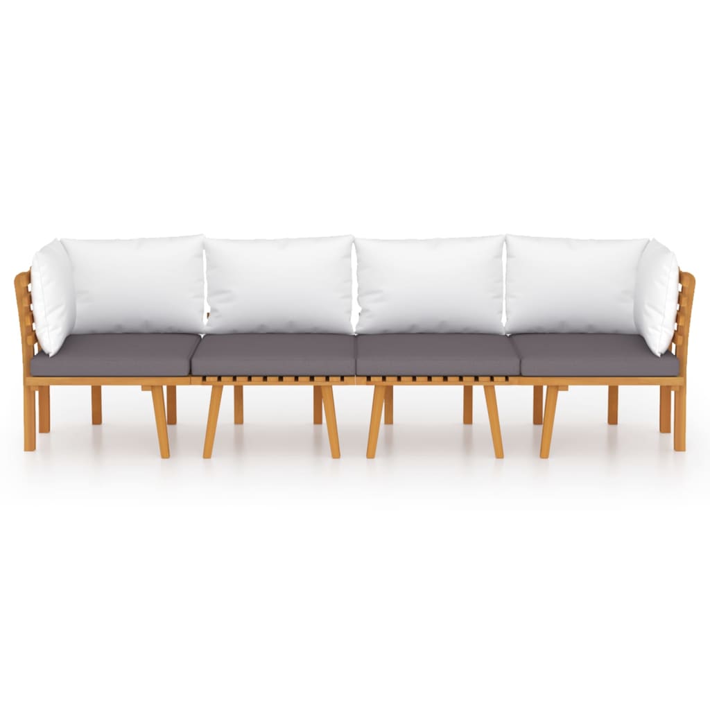 4-Delige Loungeset Met Kussens Massief Acaciahout 2x hoek + 2x midden