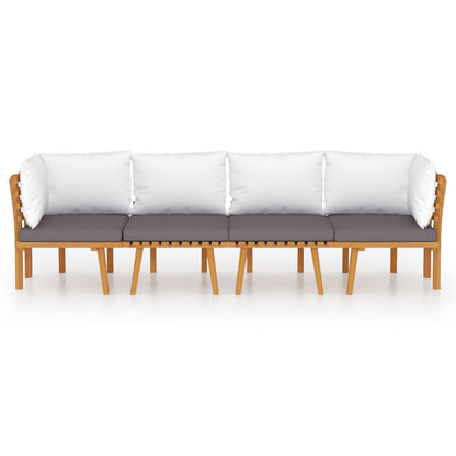 4-Delige Loungeset Met Kussens Massief Acaciahout 2x hoek + 2x midden