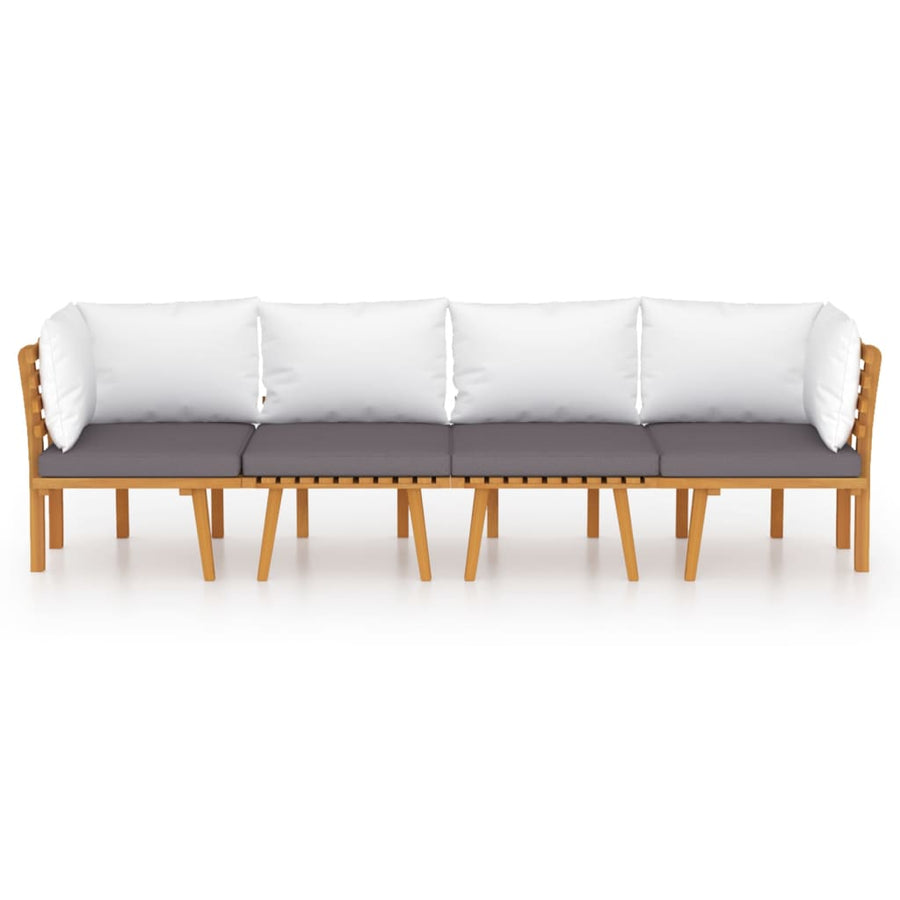 4-Delige Loungeset Met Kussens Massief Acaciahout 2x hoek + 2x midden