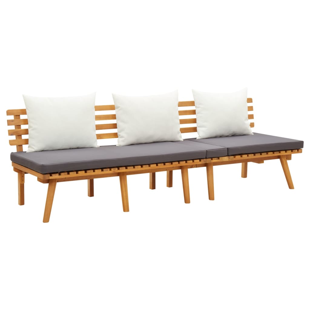 4-Delige Loungeset Met Kussens Massief Acaciahout Driezitsbank + 2x midden + Tafel