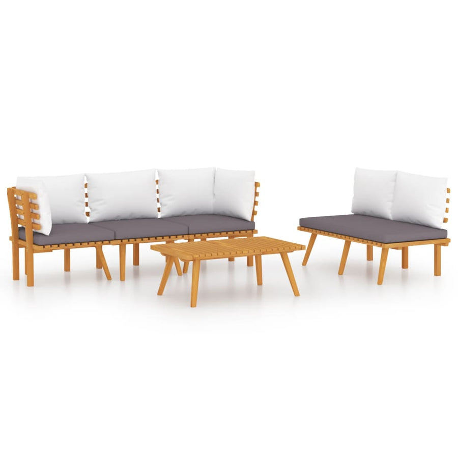 5-Delige Loungeset Met Kussens Massief Acaciahout 2x hoek + midden + Bank + Tafel