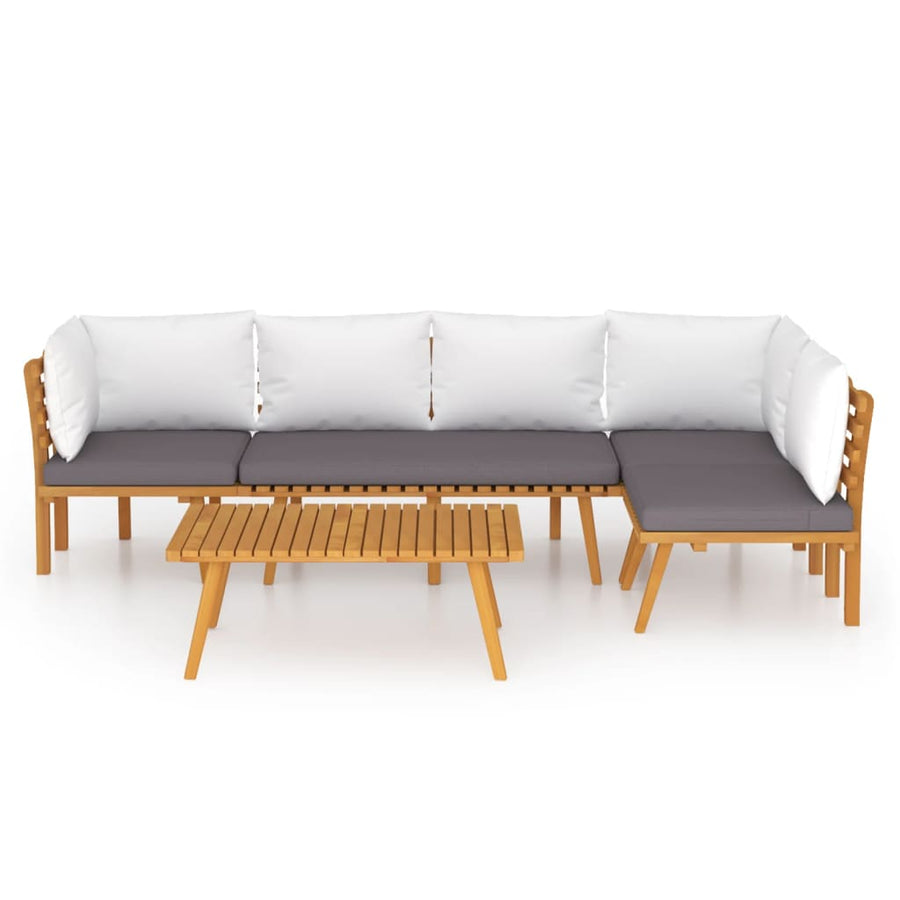 5-Delige Loungeset Met Kussens Massief Acaciahout 2x hoek + midden + Bank + Tafel
