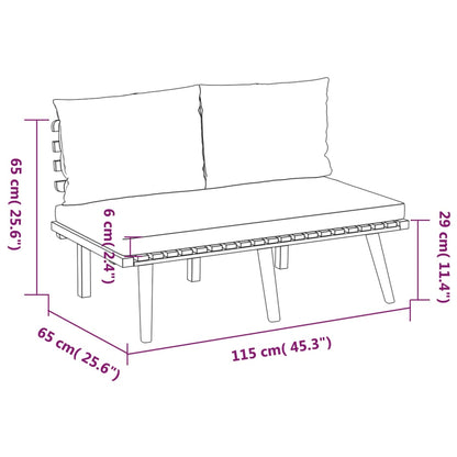 5-Delige Loungeset Met Kussens Massief Acaciahout 2x hoek + midden + Bank + Tafel