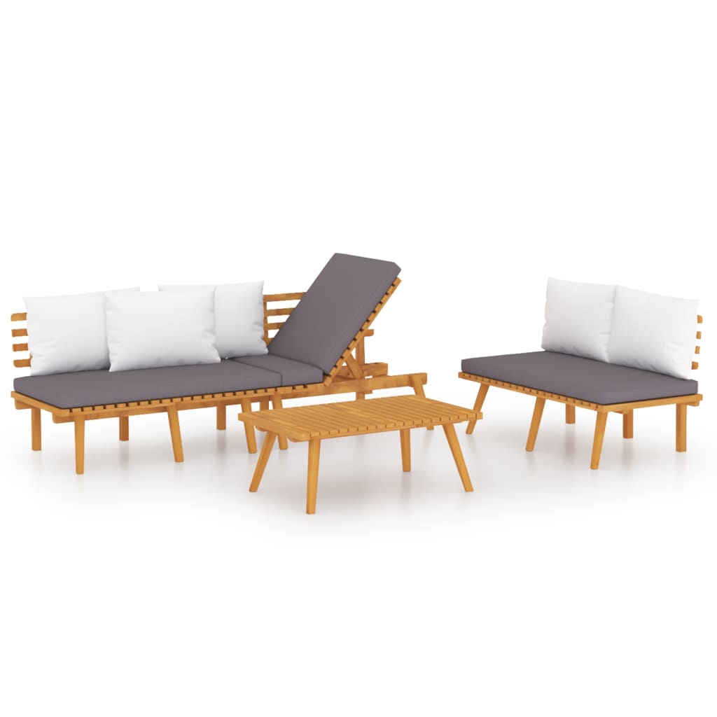 3-Delige Loungeset Met Kussens Massief Acaciahout 1