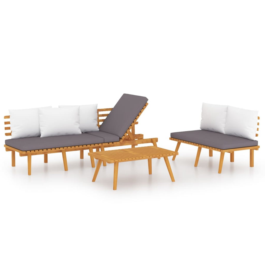 3-Delige Loungeset Met Kussens Massief Acaciahout 1