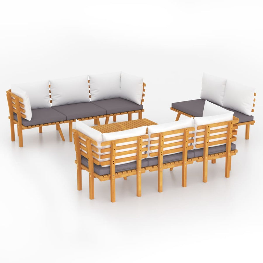 8-Delige Loungeset Met Kussens Massief Acaciahout 4x hoek + 2x midden + Bank + Tafel