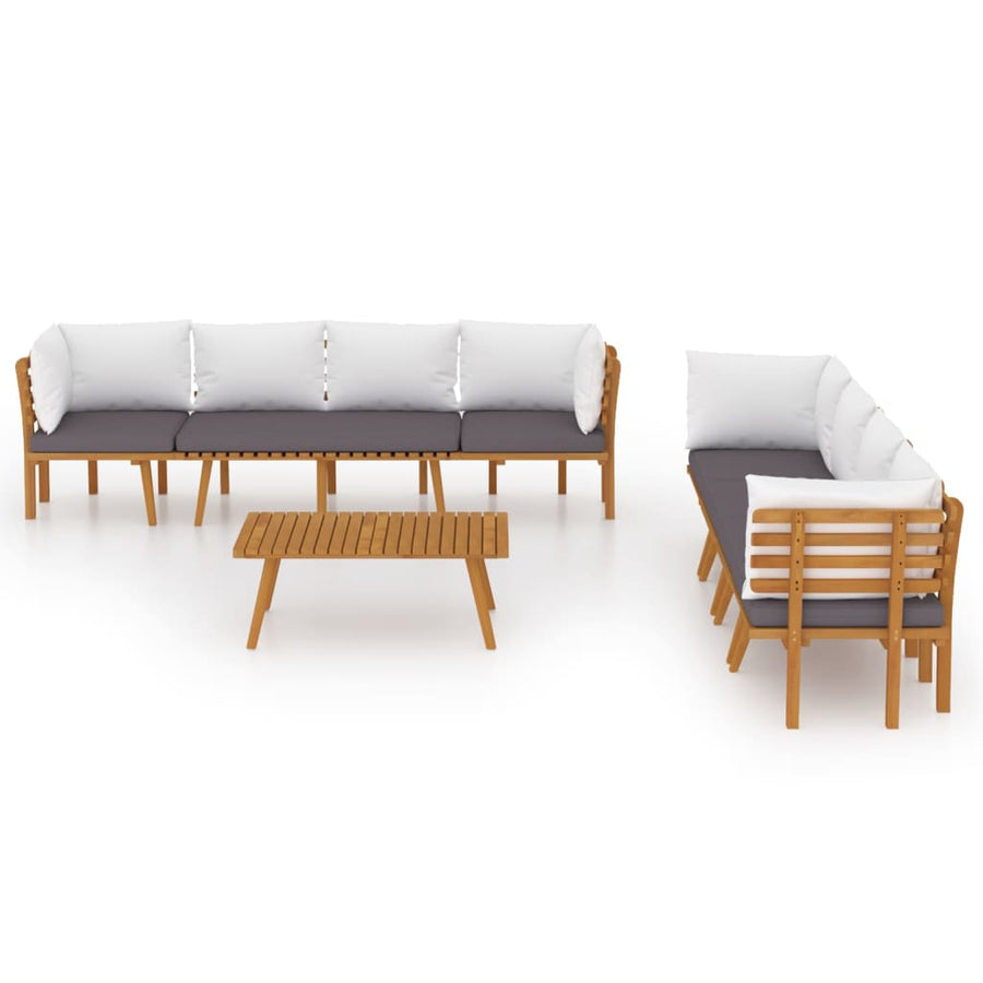 8-Delige Loungeset Met Kussens Massief Acaciahout 4x hoek + 2x midden + Bank + Tafel