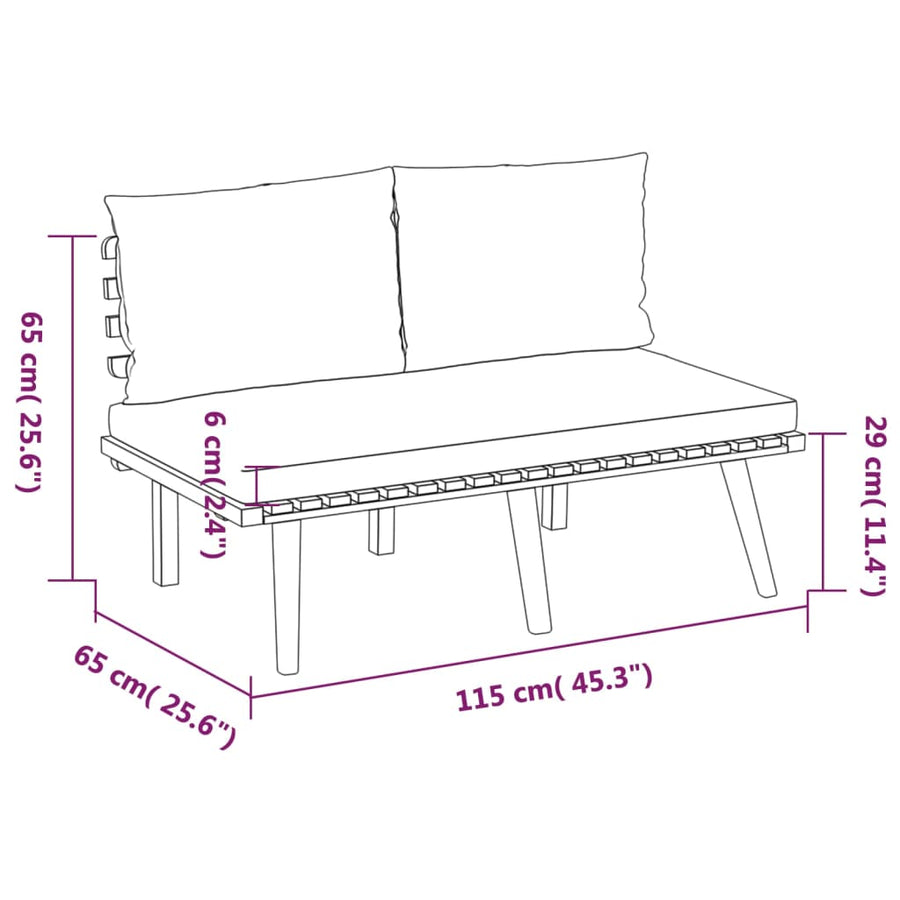 8-Delige Loungeset Met Kussens Massief Acaciahout 4x hoek + 2x midden + Bank + Tafel