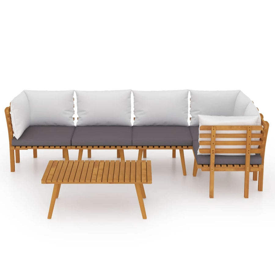 6-Delige Loungeset Met Kussens Massief Acaciahout 3x hoek + 2x midden + Tafel