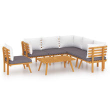 7-Delige Loungeset Met Kussens Massief Acaciahout 3x hoek + 3x midden + Tafel