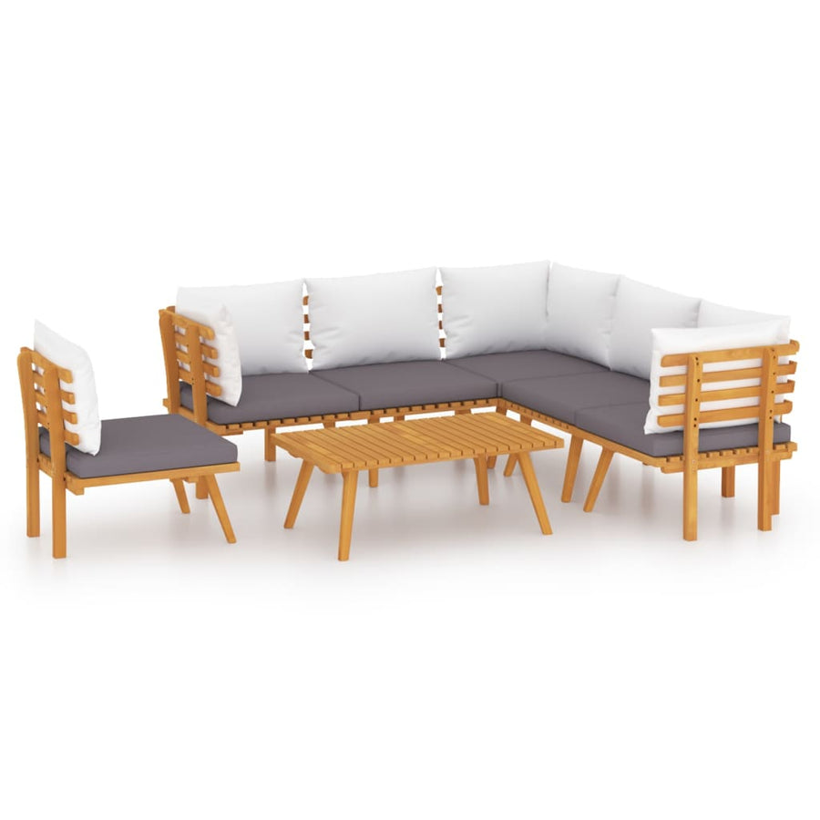7-Delige Loungeset Met Kussens Massief Acaciahout 3x hoek + 3x midden + Tafel