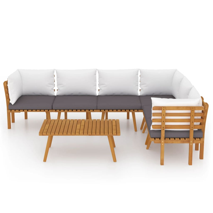 7-Delige Loungeset Met Kussens Massief Acaciahout 3x hoek + 3x midden + Tafel