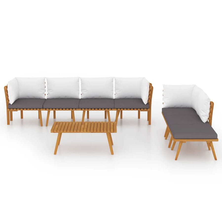 8-Delige Loungeset Met Kussens Massief Acaciahout 3x hoek + 3x midden + voetensteun + Tafel