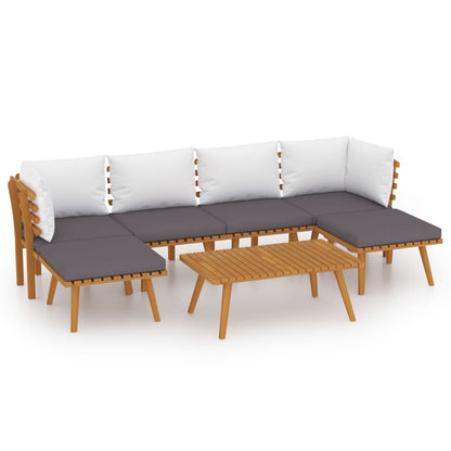 7-Delige Loungeset Met Kussens Massief Acaciahout 2x hoek + 2x midden + 2x voetensteun + Tafel