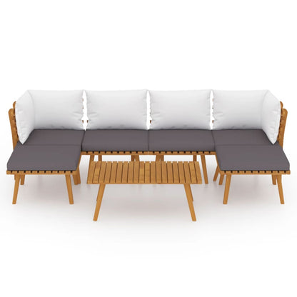 7-Delige Loungeset Met Kussens Massief Acaciahout 2x hoek + 2x midden + 2x voetensteun + Tafel