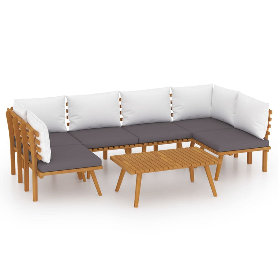 7-Delige Loungeset Met Kussens Massief Acaciahout 2x hoek + 4x midden + Tafel
