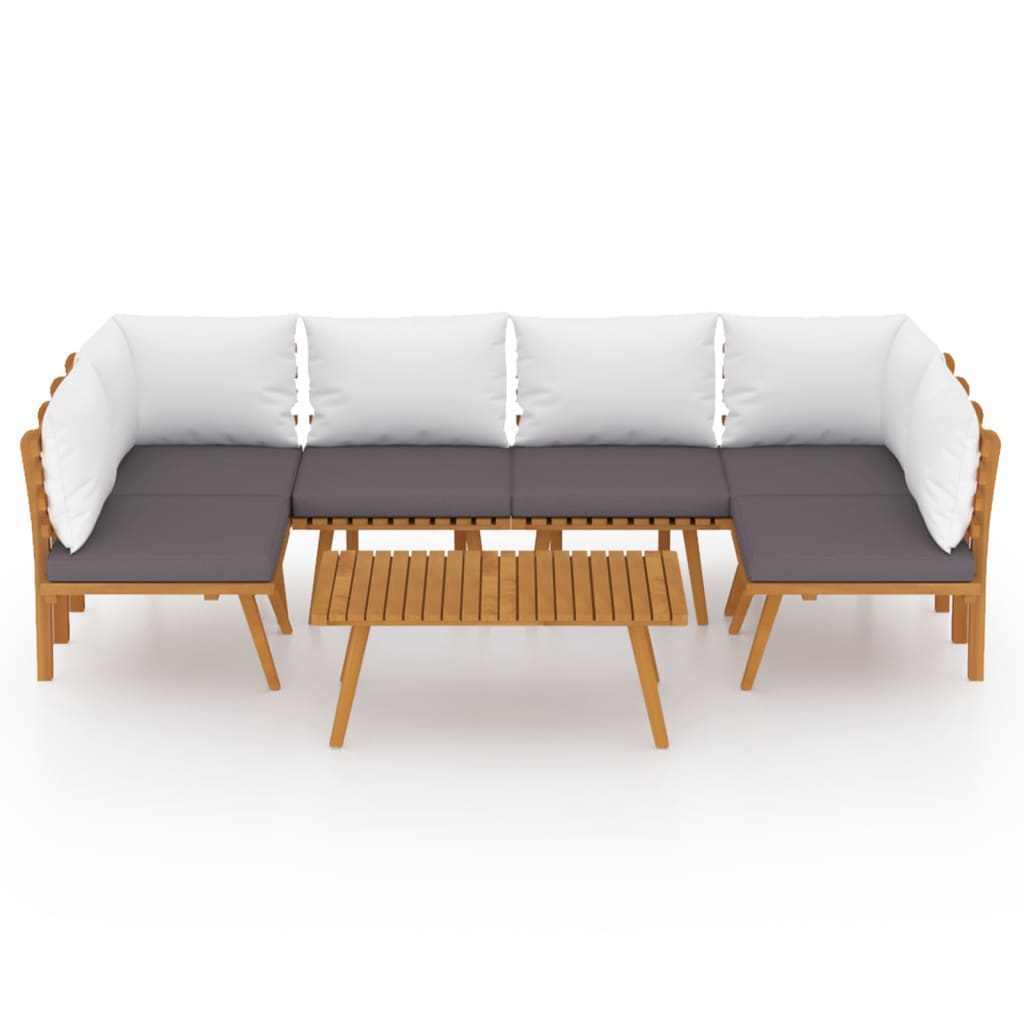 7-Delige Loungeset Met Kussens Massief Acaciahout 2x hoek + 4x midden + Tafel