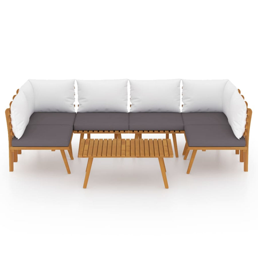 7-Delige Loungeset Met Kussens Massief Acaciahout 2x hoek + 4x midden + Tafel