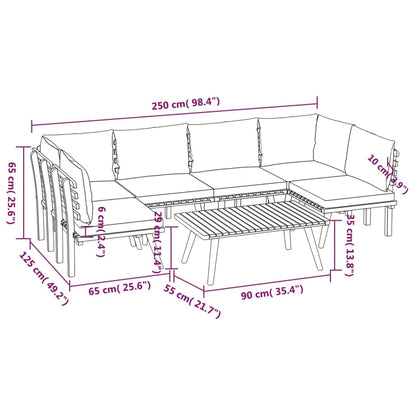 7-Delige Loungeset Met Kussens Massief Acaciahout 2x hoek + 4x midden + Tafel