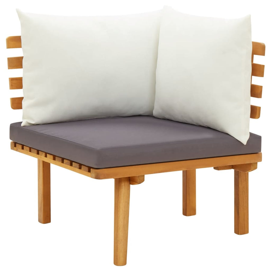 6-Delige Loungeset Met Kussens Massief Acaciahout Tafel + 2x hoek + 2x midden + voetensteun
