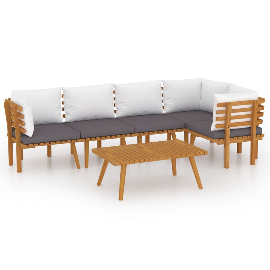 6-Delige Loungeset Met Kussens Massief Acaciahout 2x midden + 3x hoek + Tafel