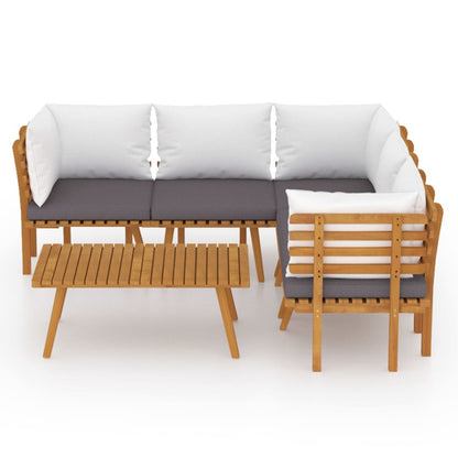 6-Delige Loungeset Met Kussens Massief Acaciahout 2x midden + 3x hoek + Tafel