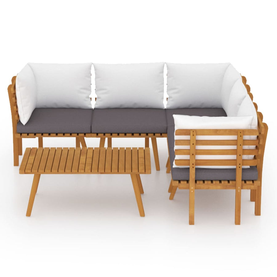 6-Delige Loungeset Met Kussens Massief Acaciahout 2x midden + 3x hoek + Tafel