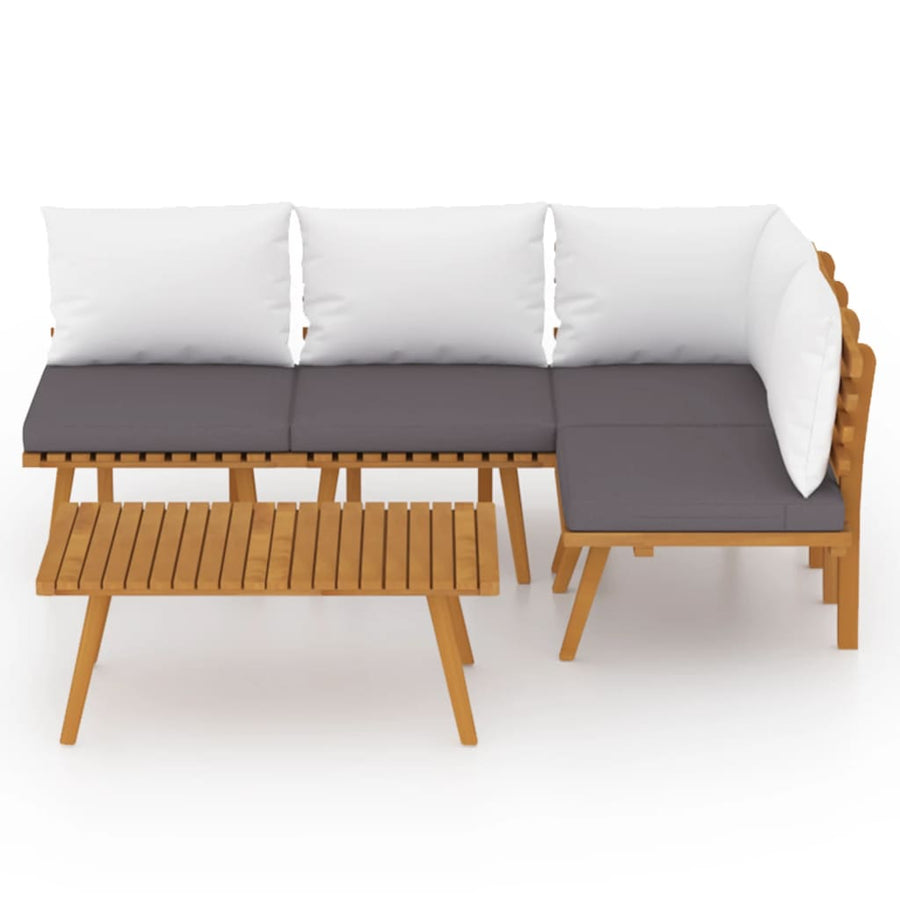 5-Delige Loungeset Met Kussens Massief Acaciahout hoek + 3x midden + Tafel