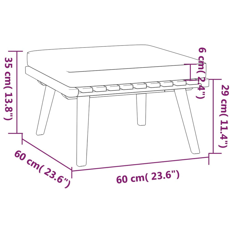 4-Delige Loungeset Met Kussens Massief Acaciahout 2x midden + voetensteun + Tafel