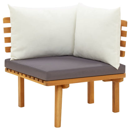 4-Delige Loungeset Met Kussens Massief Acaciahout midden + hoek + voetensteun + Tafel