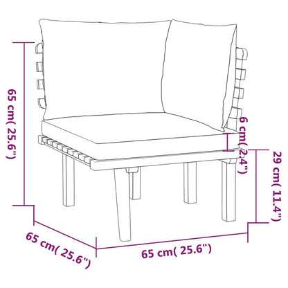 4-Delige Loungeset Met Kussens Massief Acaciahout midden + hoek + voetensteun + Tafel