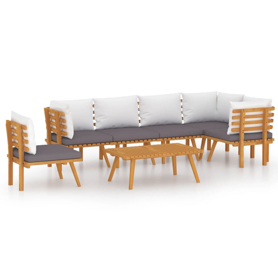 7-Delige Loungeset Met Kussens Massief Acaciahout 3x midden + 3x hoek + Tafel