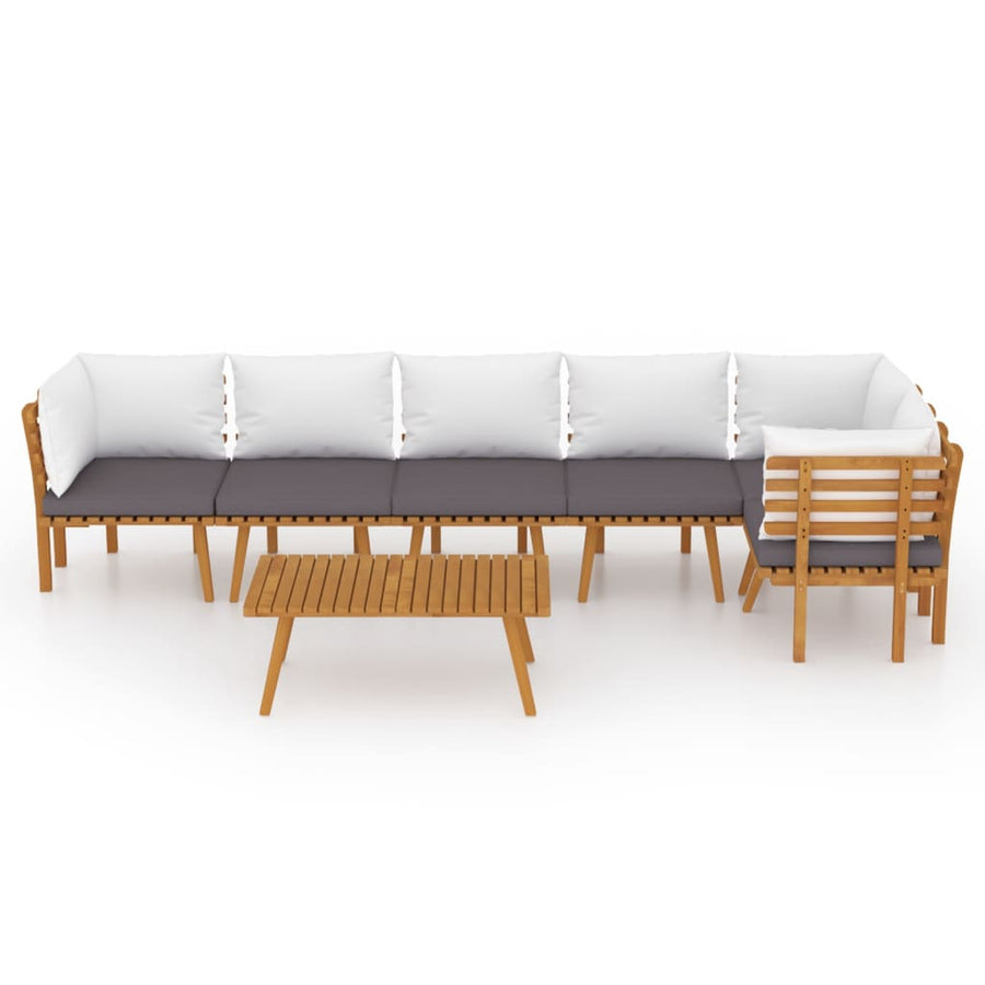 7-Delige Loungeset Met Kussens Massief Acaciahout 3x midden + 3x hoek + Tafel